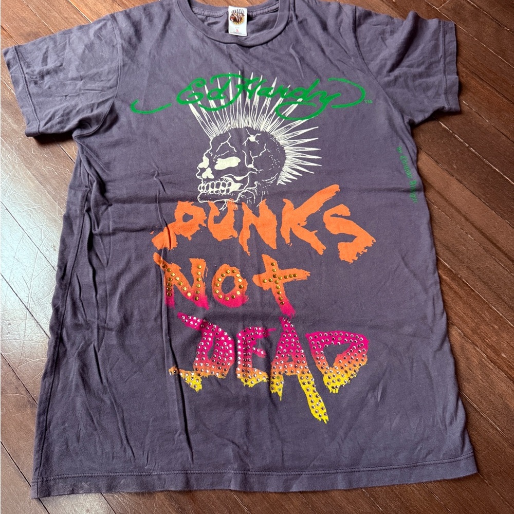 Ed Hardy Gray Graphic T-Shirt